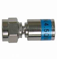 Metallischer koaxialer Steckeradapter mit blauem Band gekennzeichnet mit „4.5Q