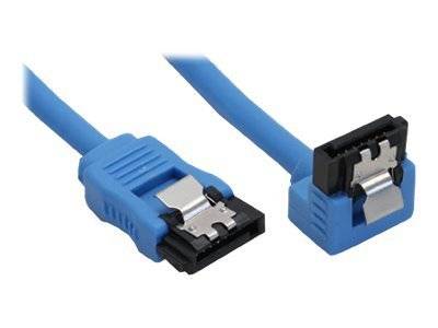 INLINE - SATA 6Gb/s Anschlusskabel rund - abgewinkelt - blau - mit Lasche - 0,3m