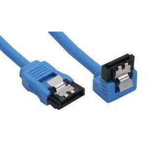 INLINE - SATA 6Gb/s Anschlusskabel rund - abgewinkelt - blau - mit Lasche - 0,3m