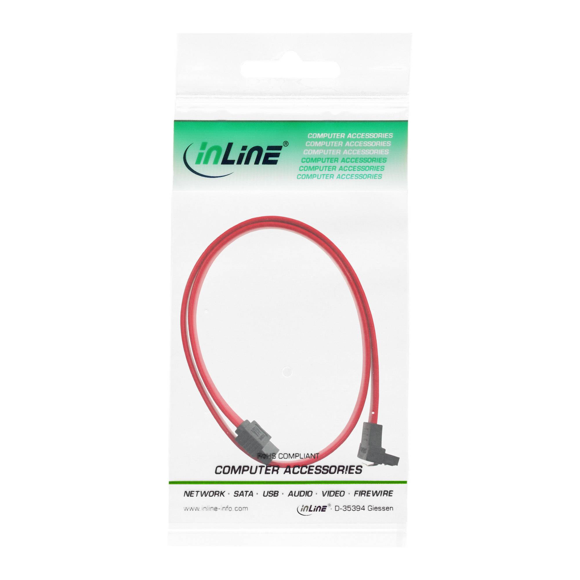 INLINE - SATA Anschlusskabel abgewinkelt - mit Sicherheitslasche - 0,3m