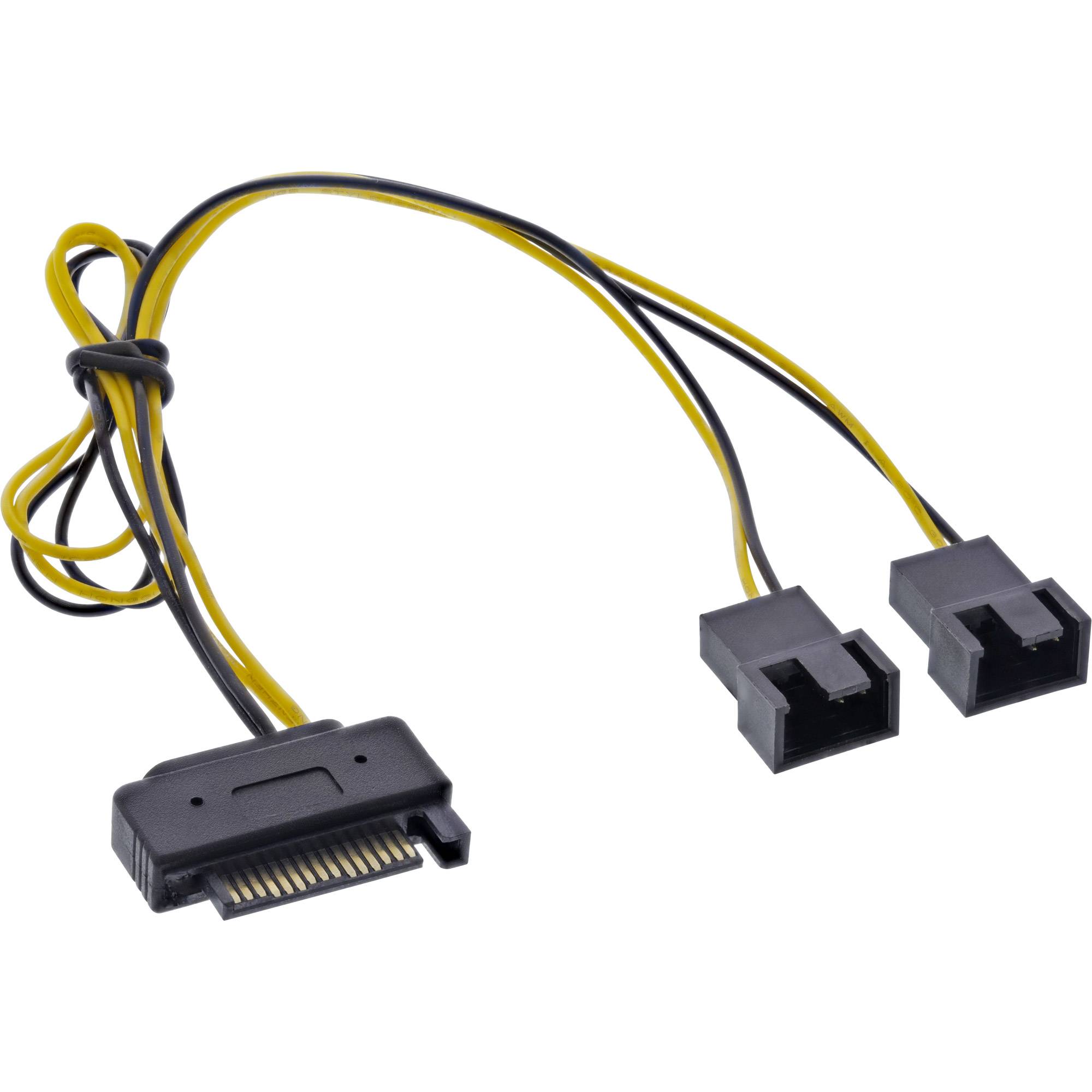 INLINE - SATA Strom-Y-Kabel - SATA Buchse an 2x Lüfter (2pol) Stecker - 0,30m