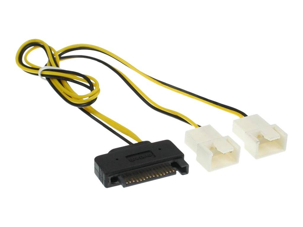 INLINE - SATA Strom-Y-Kabel - SATA Buchse an 2x Lüfter (2pol) Stecker - 0,30m