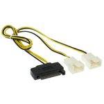 INLINE - SATA Strom-Y-Kabel - SATA Buchse an 2x Lüfter (2pol) Stecker - 0,30m