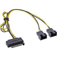 INLINE - SATA Strom-Y-Kabel - SATA Buchse an 2x Lüfter (2pol) Stecker - 0,30m