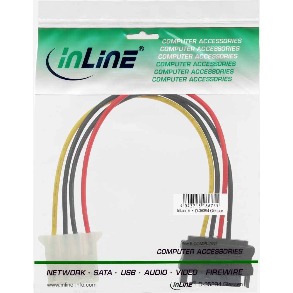 INLINE - SATA Stromadapterkabel - 15pol SATA Buchse an 4pol Stecker - 0,30m
