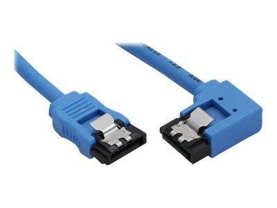 INLINE - SATA 6Gb/s Anschlusskabel rund - abgew. rechts - blau - mit Lasche - 0,3m