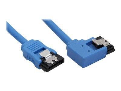 INLINE - SATA 6Gb/s Anschlusskabel rund - abgew. links - blau - mit Lasche - 0,5m