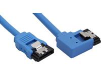 INLINE - SATA 6Gb/s Anschlusskabel rund - abgew. links - blau - mit Lasche - 0,5m