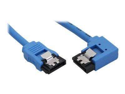 INLINE - SATA 6Gb/s Anschlusskabel rund - abgew. rechts - blau - mit Lasche - 0,5m