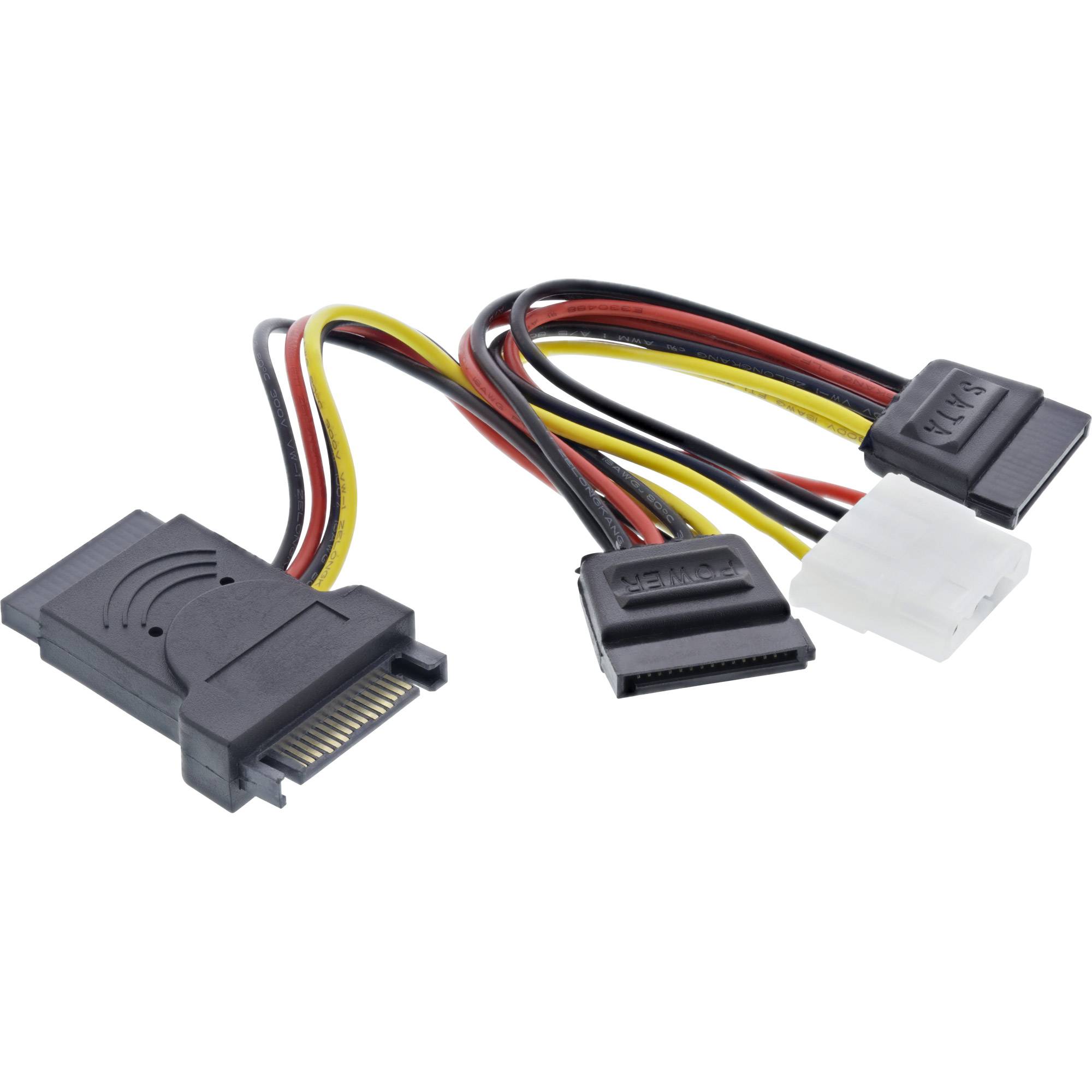 INLINE - SATA Stromadapterkabel - SATA ST / BU - an 2x SATA Stecker + 5,25 Stecker