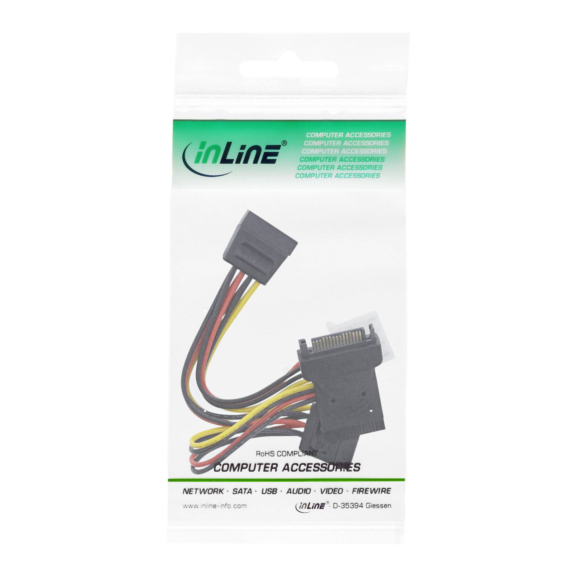 INLINE - SATA Stromadapterkabel - SATA ST / BU - an 2x SATA Stecker + 5,25 Stecker