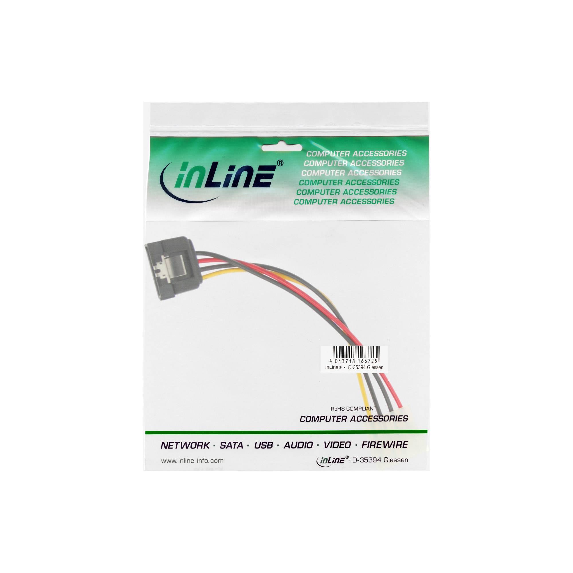 INLINE - SATA Stromadap.-Kab. - 1x 13,34cm (5,25"") BU/15pol SATA ST - Lasche - 0,15m