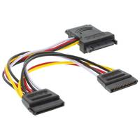 INLINE - SATA Stromadapterkabel - SATA Stecker / Buchse - an 2x SATA Stecker - 0,15m