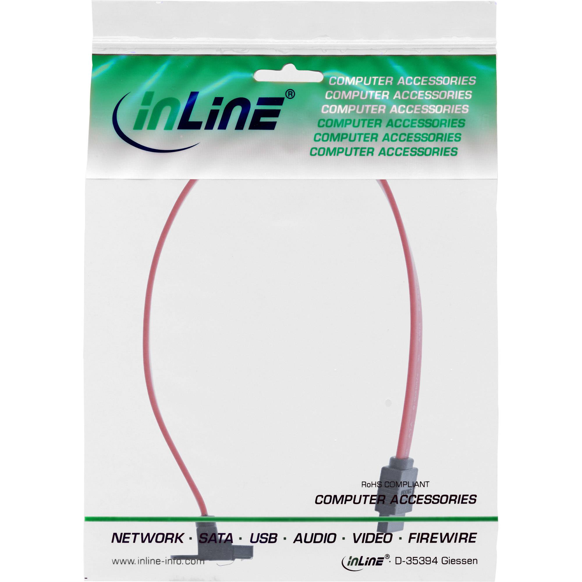 INLINE - SATA 6Gb/s Kabel - mit Lasche - gewinkelt - 0,3m