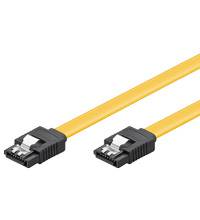 Zwei gelbe Ethernet-Kabel mit schwarzen Steckern auf weißem Hintergrund.