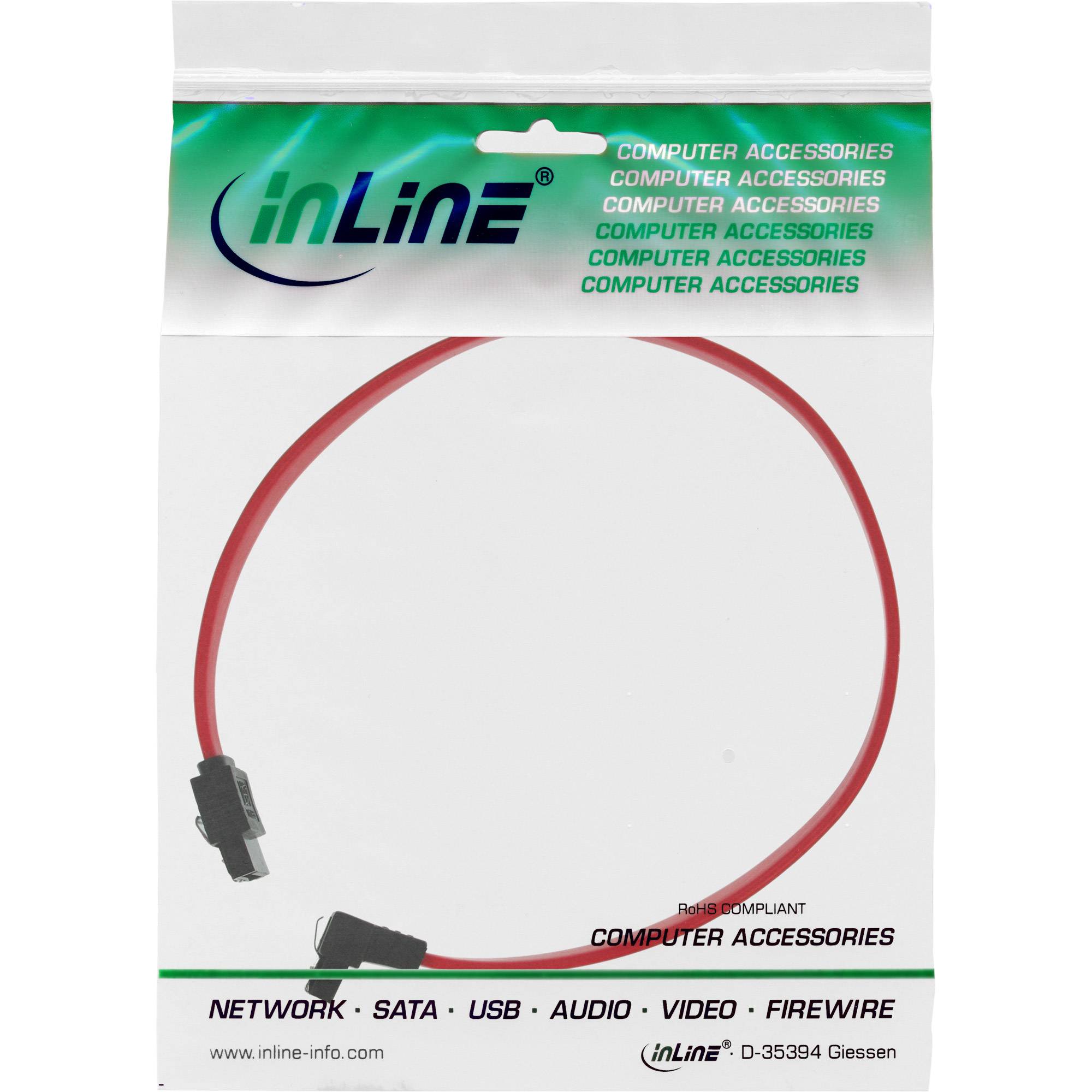 INLINE - SATA Anschlusskabel abgewinkelt - mit Sicherheitslasche - 0,3m