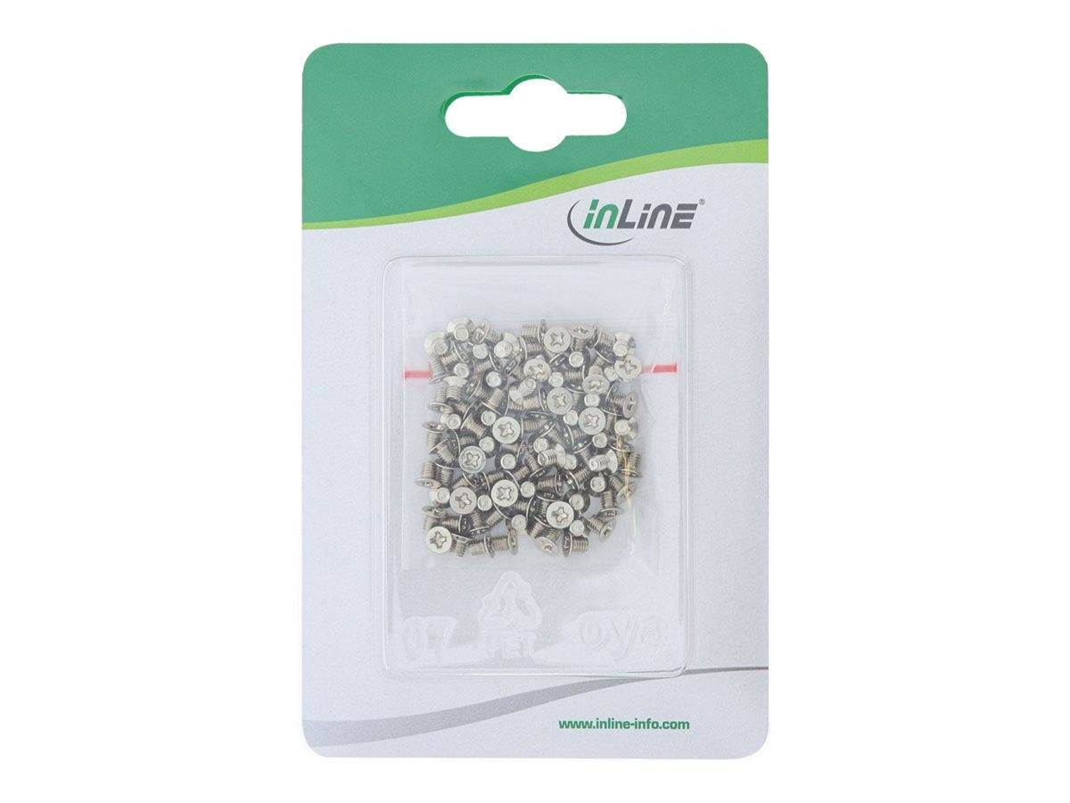 INLINE - Schraubenset - f. 2,5"" HDD/SSD - 3mm - flacher Senkkopf - silber 100er Pack