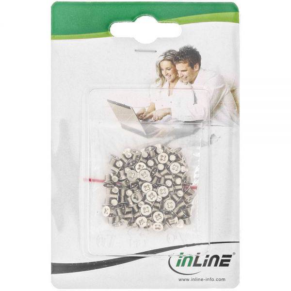 INLINE - Schraubenset - f. 2,5"" HDD/SSD - 3mm - flacher Senkkopf - silber 100er Pack