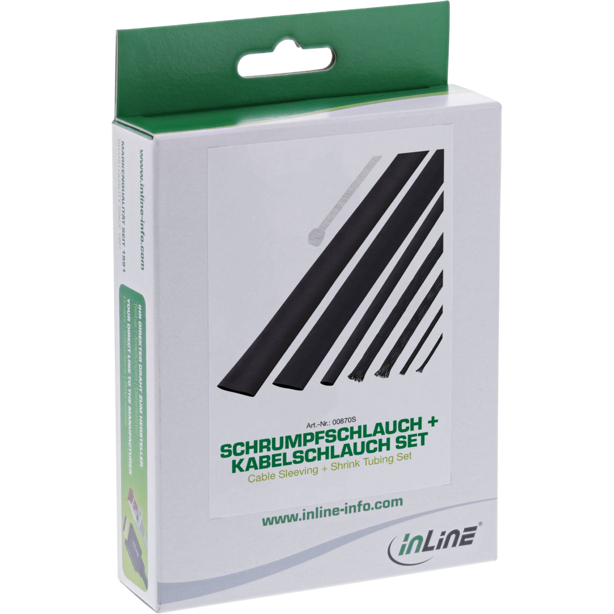 INLINE - Schrumpfschlauch Set / Kabelschlauch Set - schwarz