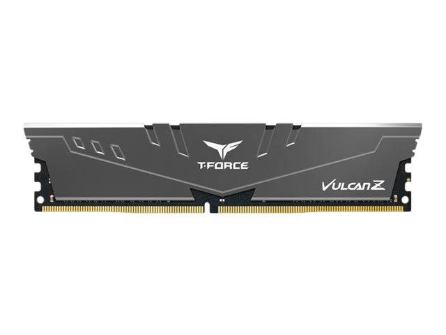 Schwarzes T-Force Vulcan Z Desktop-RAM-Modul frontal auf weißem Hintergrund.