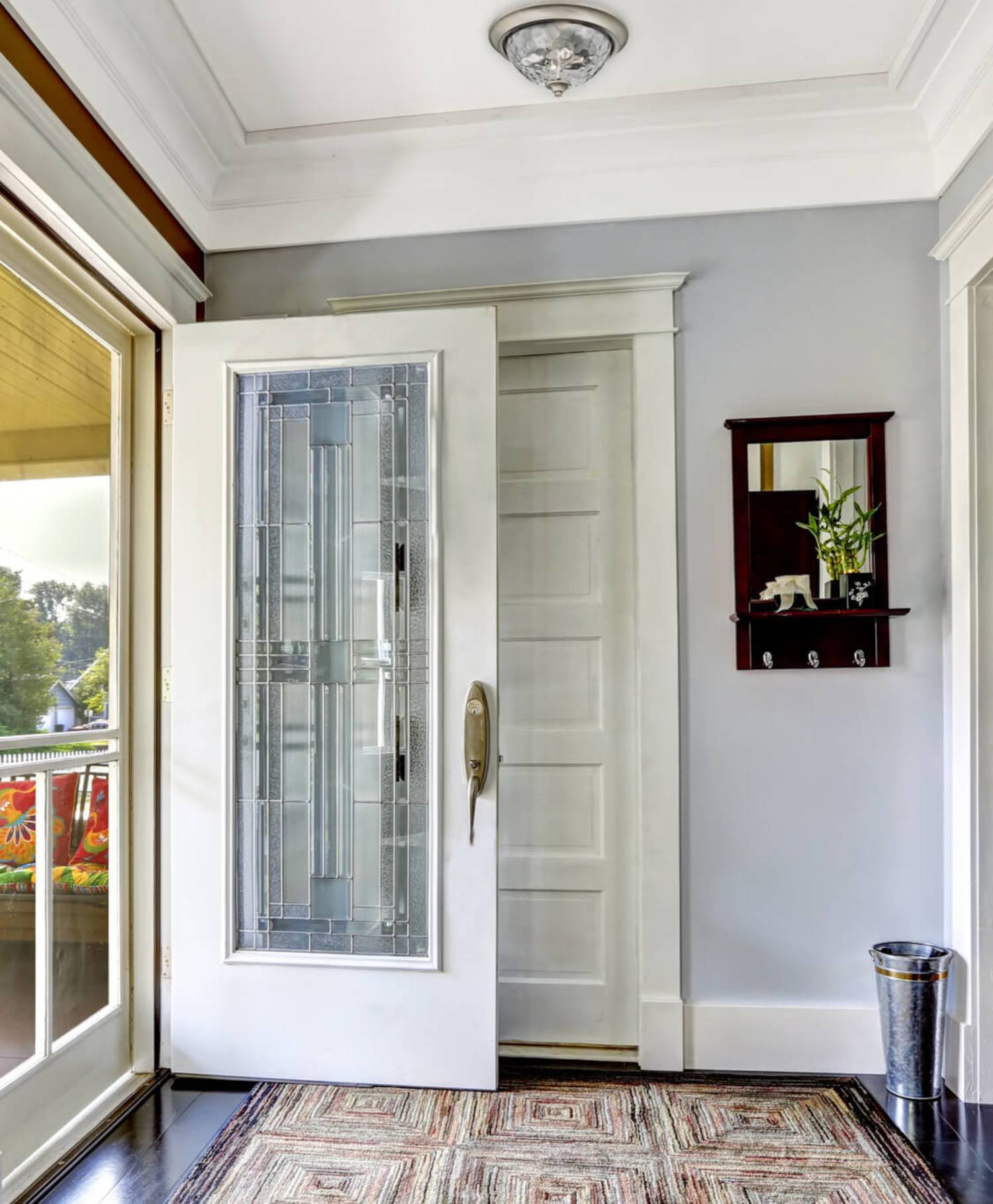 Deckenleuchte Basset Hammerschlagglas mit 2 Lampen