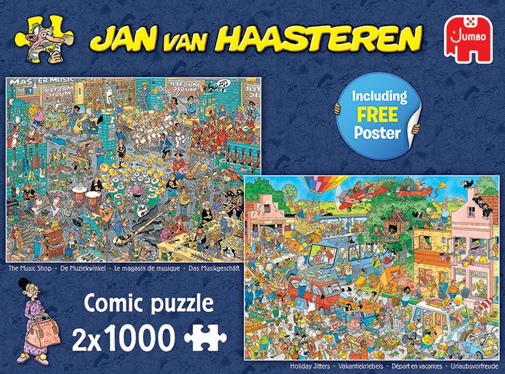 Jumbo 20049 Jan van Haasteren Musikgeschäft & Urlaubsvorfreude 2x1000 Teile Puzzle