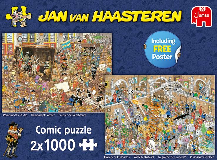 JUMBO 20052 Jan van Haasteren - Ein Ausflug ins Museum + Gratis Poster 2x1000 Teile Puzzle