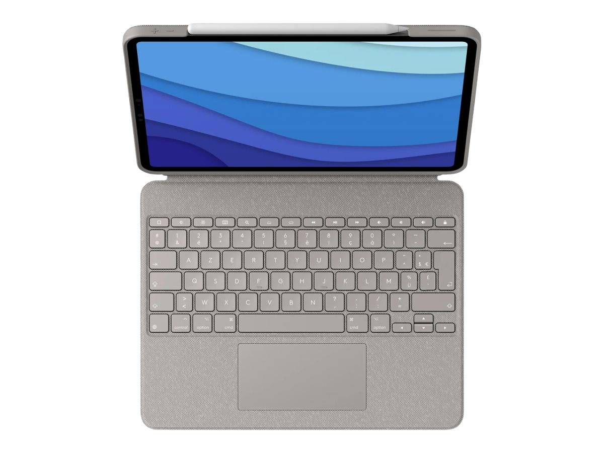 Logitech Combo Touch - Tastatur und Foliohülle - mit Trackpad - hintergrundbeleuchtet - Apple Smart connector - AZERTY - Französisch - Sand - für