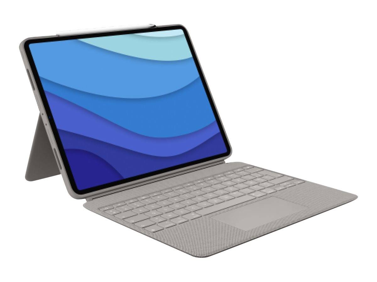 Logitech Combo Touch - Tastatur und Foliohülle - mit Trackpad - hintergrundbeleuchtet - Apple Smart connector - AZERTY - Französisch - Sand - für