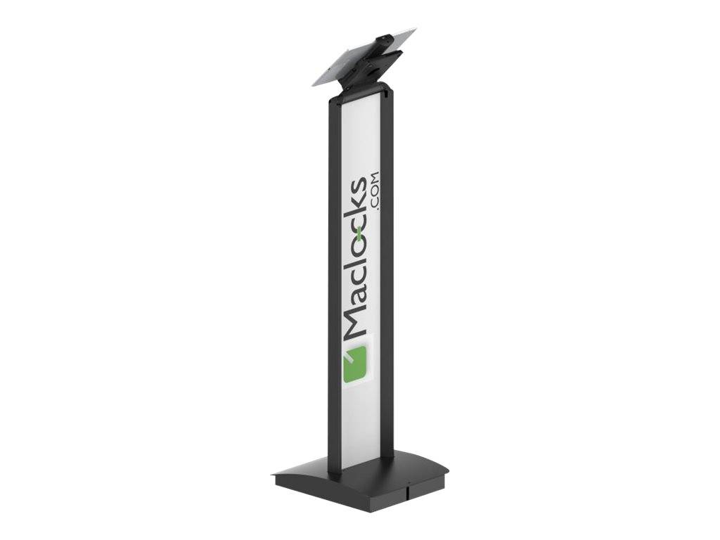 Hohes schwarzes rechteckiges Gehäuse mit einer vertikalen Tafel, die das Logo "Maclecks.com"" auf weißem Hintergrund anzeigt.
