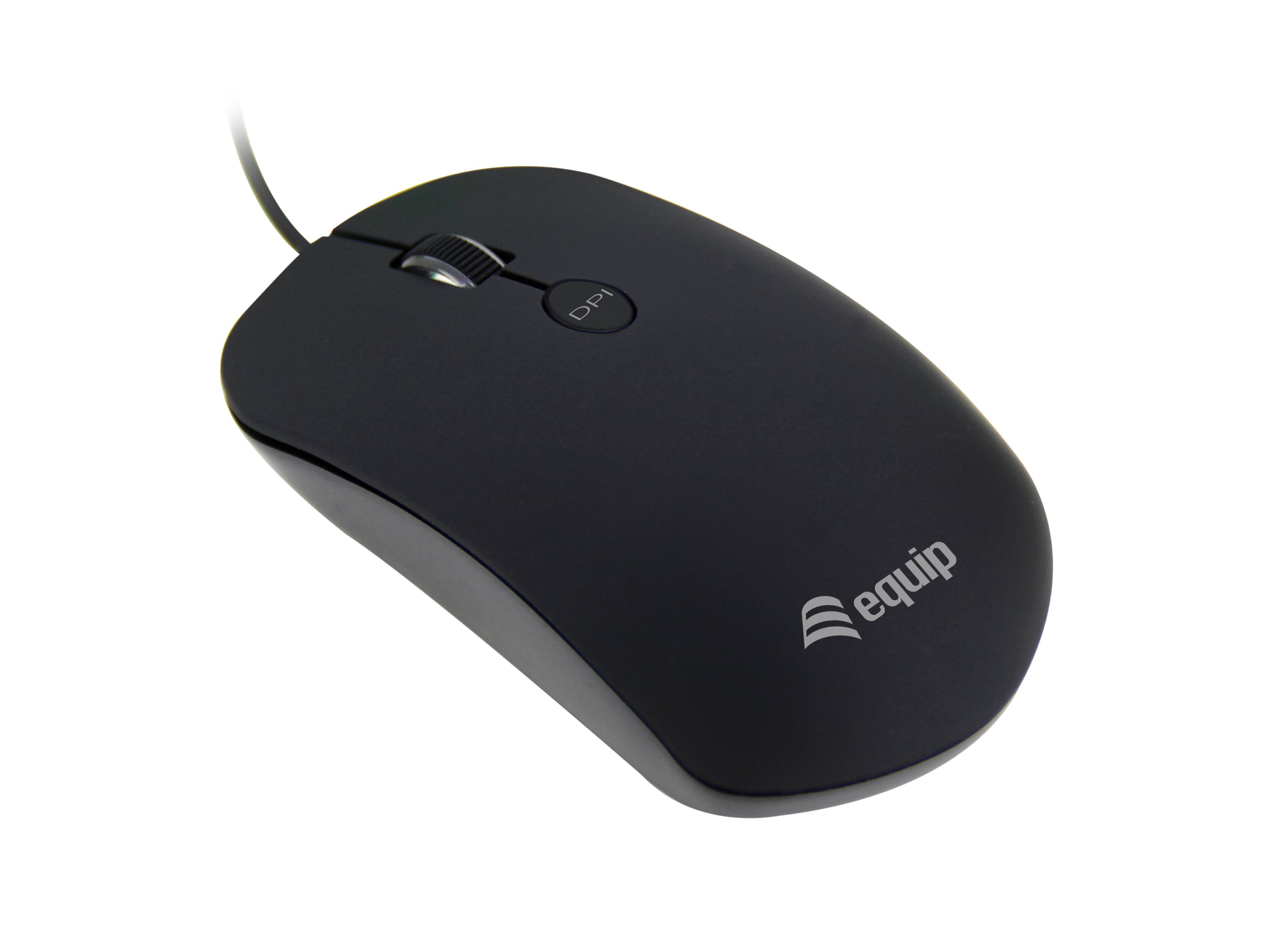 Equip USB-Komfortmaus - Beidhändig - Optisch - USB Typ-A - 1600 DPI - Schwarz