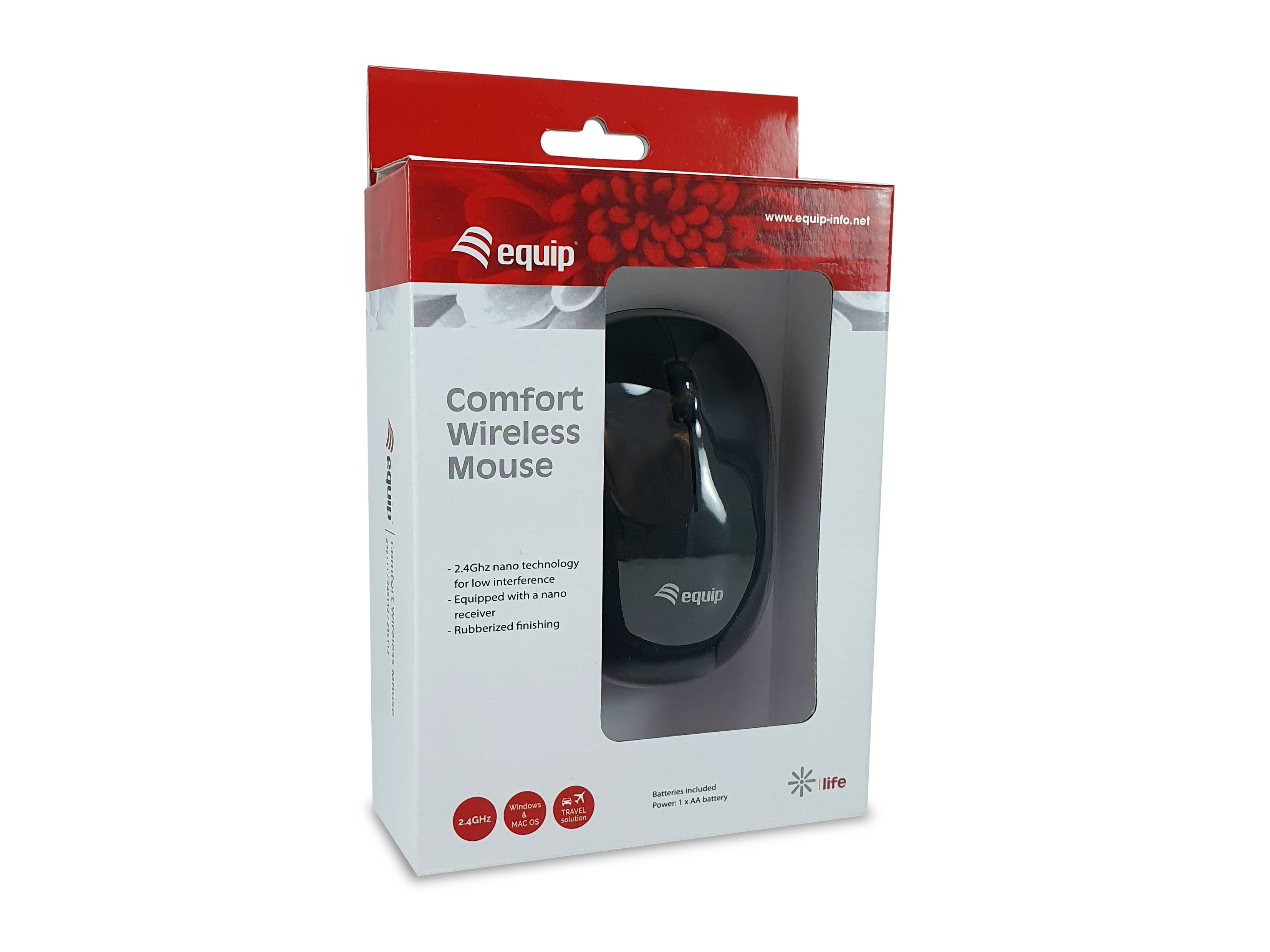 Equip Kabellose komfort-maus - Beidhändig - Optisch - RF Wireless - Schwarz