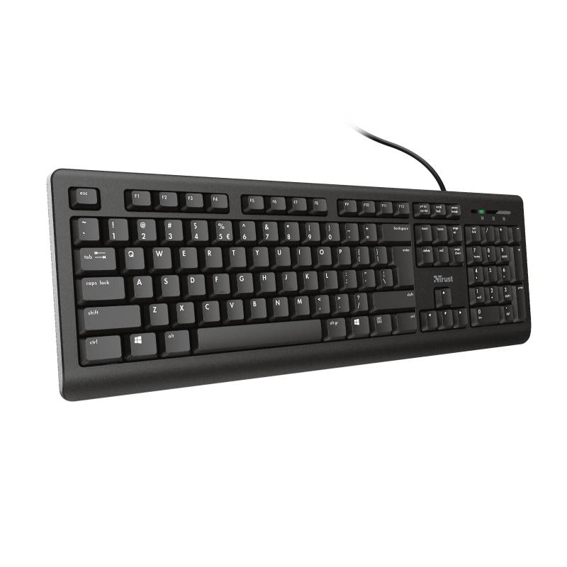 Trust TK-150 Kabelgebunden Tastatur Deutsch, QWERTZ Schwarz mit numerischer Tastatur (23983)