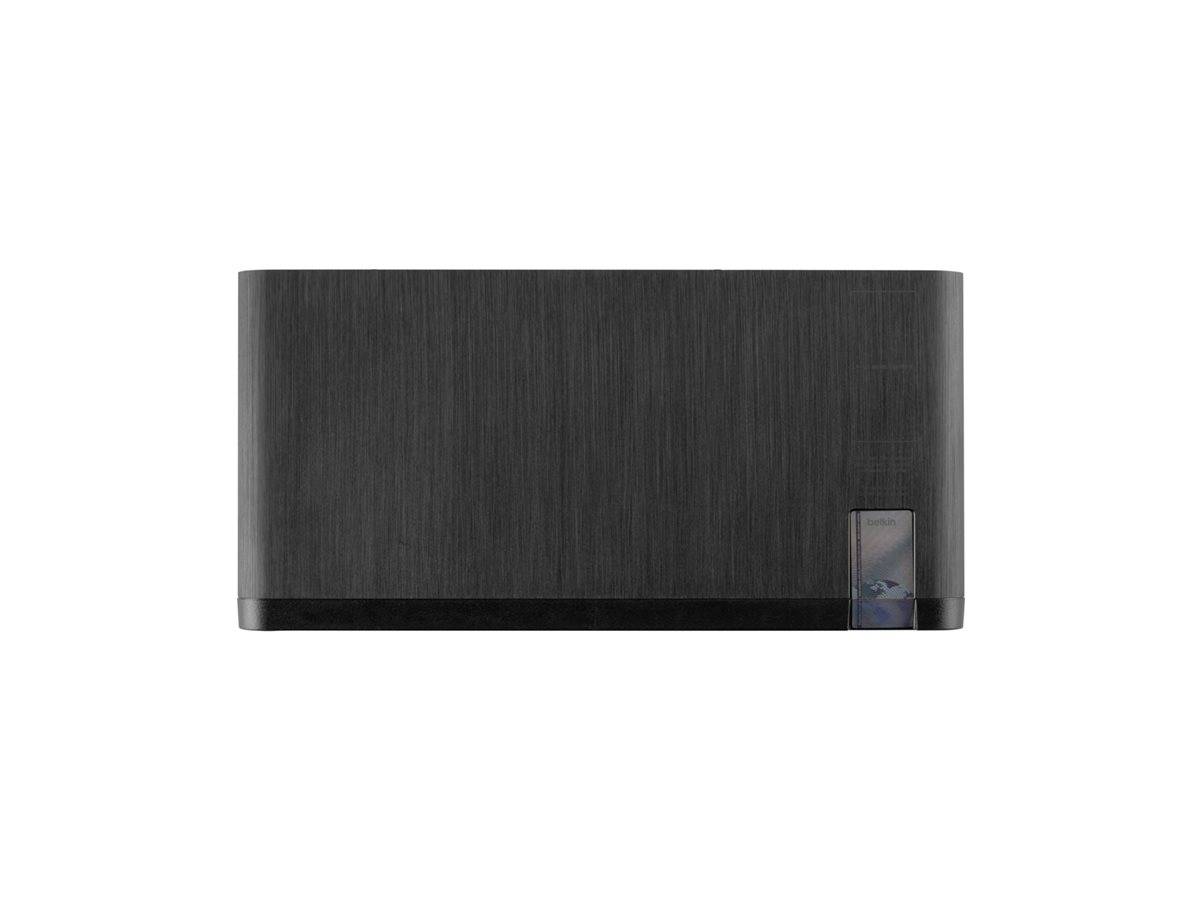 Schwarze rechteckige Wandleuchte mit gebürsteter Metalloberfläche und einer kleinen Lichtöffnung unten rechts.
