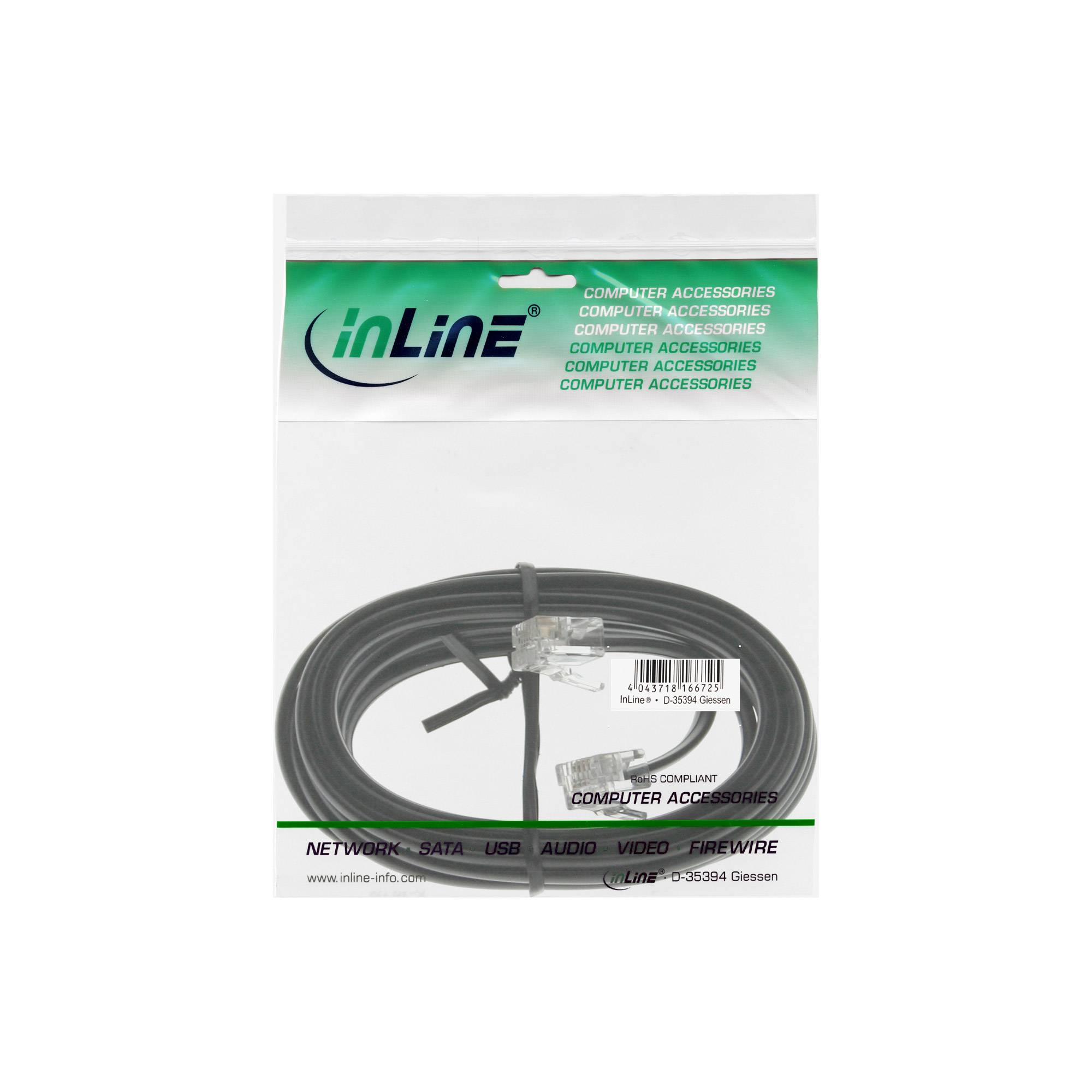 INLINE - Modularkabel RJ11 - Stecker / Stecker - 4adrig - 6P4C - 3m