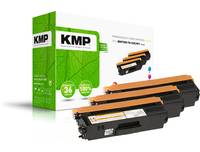 KMP-Markentintenpatronen-Verpackung mit drei schwarz-orangefarbigen Patronen vorne dargestellt.