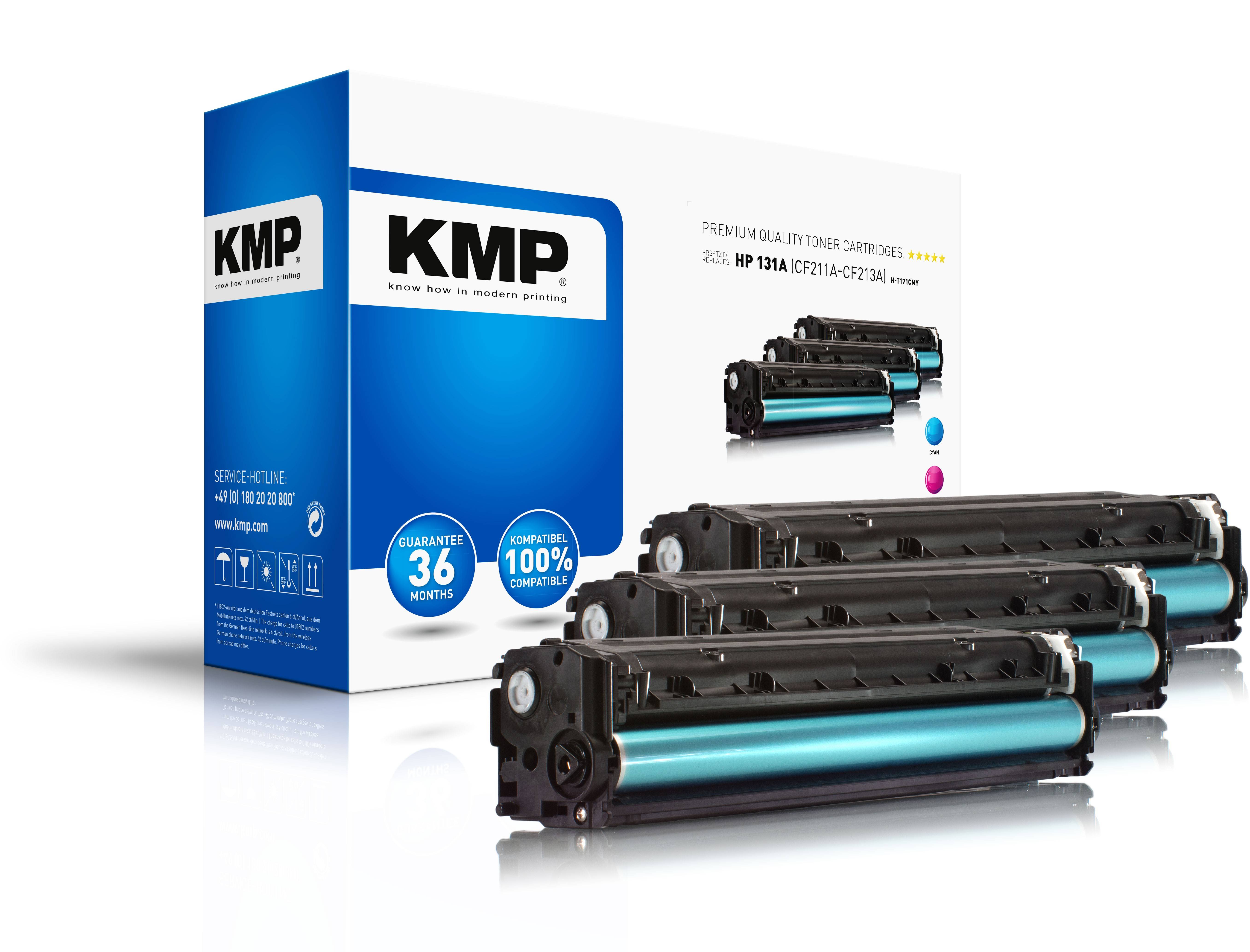 KMP MULTIPACK H-T171CMY - 3er-Pack - Gelb, Cyan, Magenta - kompatibel - Tonerpatrone (Alternative zu: HP 131A, HP CF212A, HP CF213A, HP CF211A)