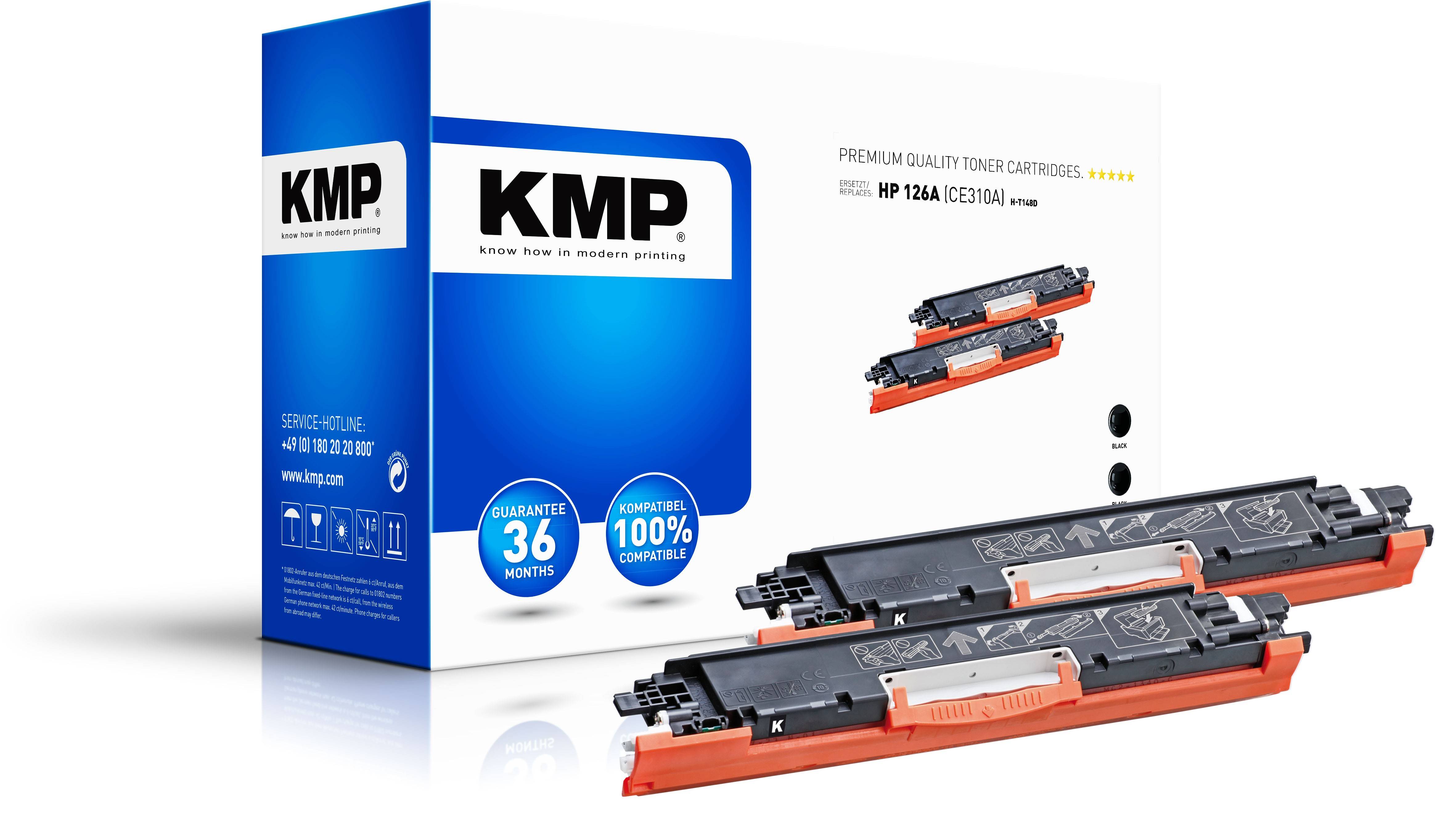 KMP DOUBLEPACK H-T148D - 2er-Pack - Schwarz - kompatibel - Tonerpatrone (Alternative zu: HP 126A)