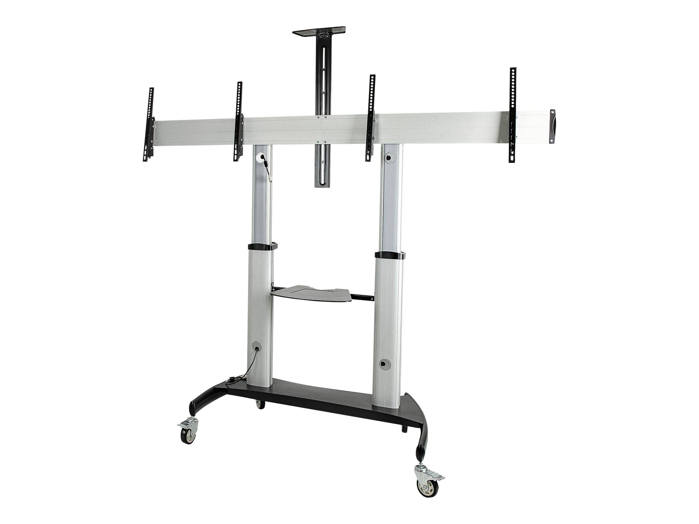 StarTech.com Doppel TV Ständer mit rollen für 37-60 Zoll VESA Bildschirme jeweils bis 50kg - Höhenverstellbarer/Schwenkb