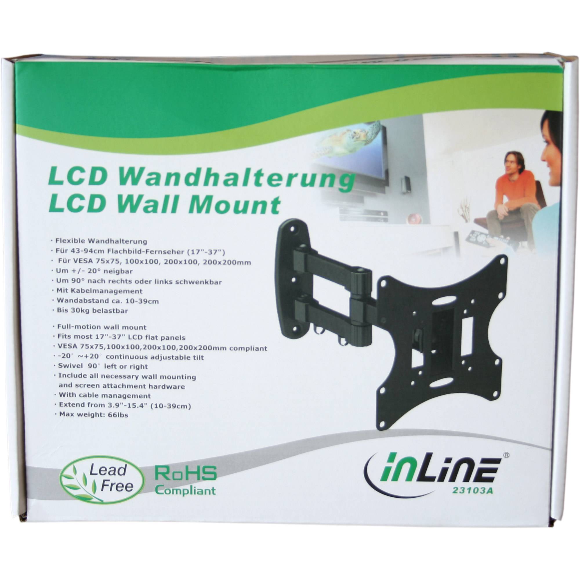 INLINE - Wandhalterung für TFT/LCD/LED/Plasma - 58-107cm (23-42"") - max. 30kg