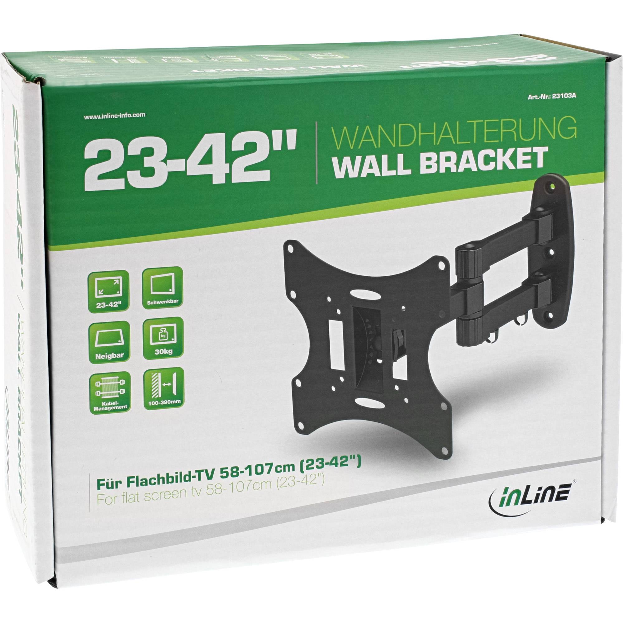 INLINE - Wandhalterung für TFT/LCD/LED/Plasma - 58-107cm (23-42"") - max. 30kg