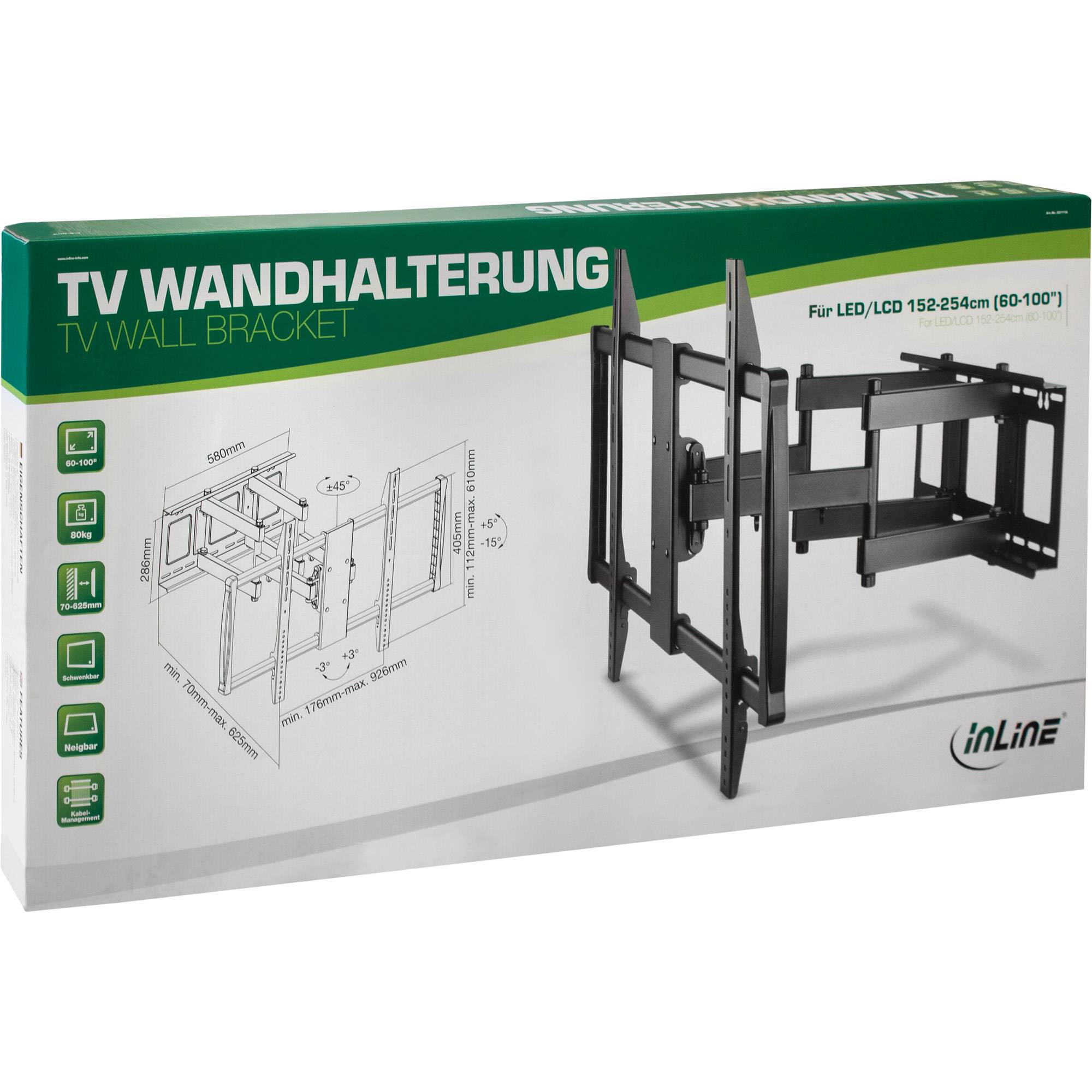 INLINE - Wandhalterung - für TFT/LCD/LED/Plasma 152-254cm (60-100"") - max. 80kg