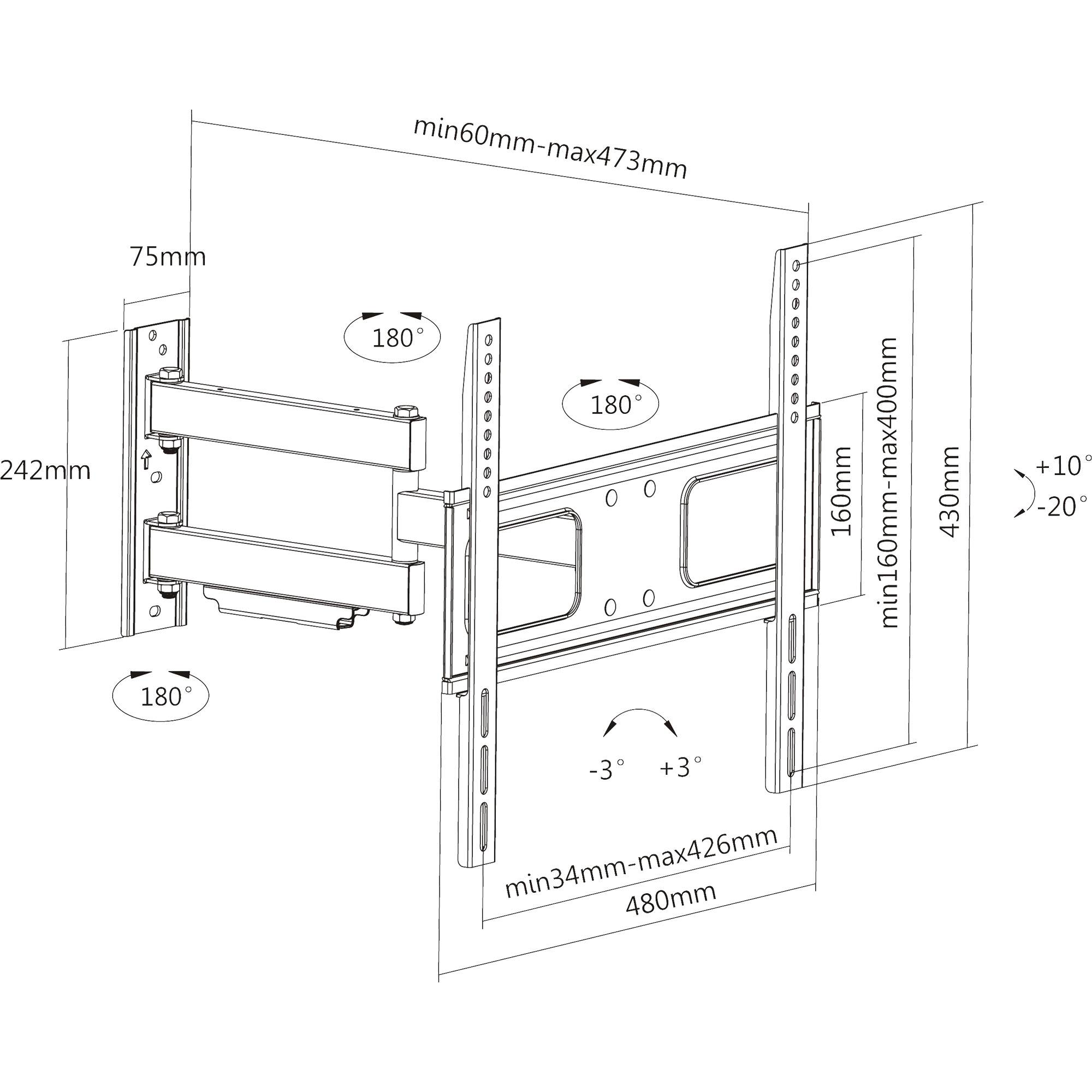INLINE - Wandhalterung - für Display 81-140cm (32-55"") - max. 50kg