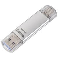 Hama C-Laeta, 32 GB, USB Type-A / USB Type-C, 40 MB/s, Kappe, Silber
