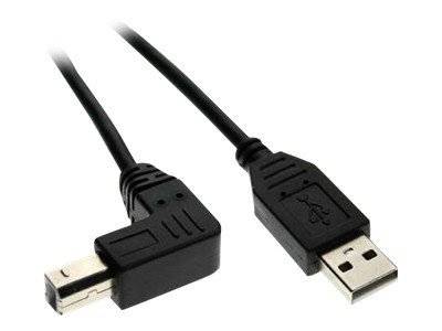 INLINE - USB 2.0 Kabel - A an B unten abgewinkelt - schwarz - 3m