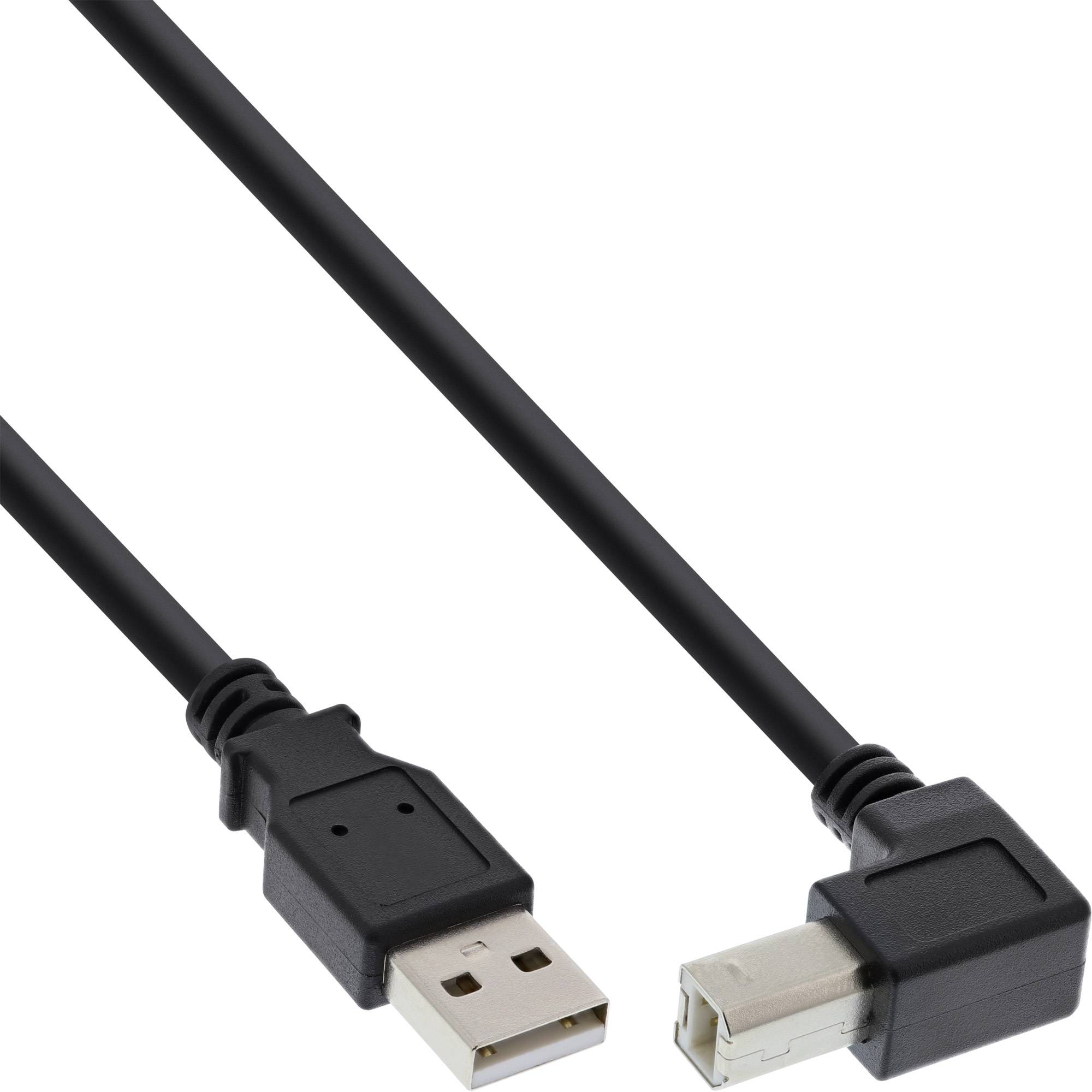 INLINE - USB 2.0 Kabel - A an B unten abgewinkelt - schwarz - 0,5m