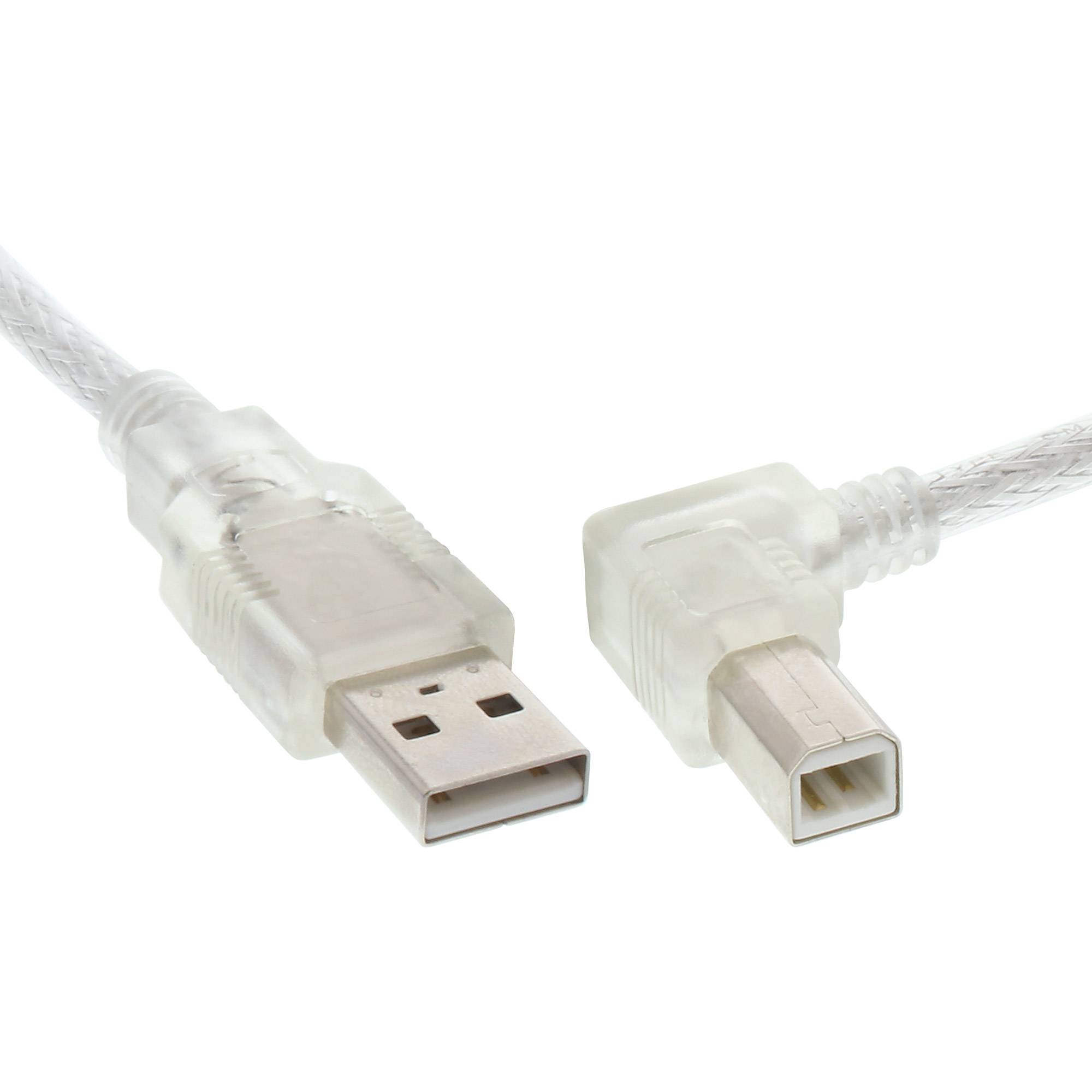 INLINE - USB 2.0 Kabel - A an B rechts abgewinkelt - transparent - 0,5m
