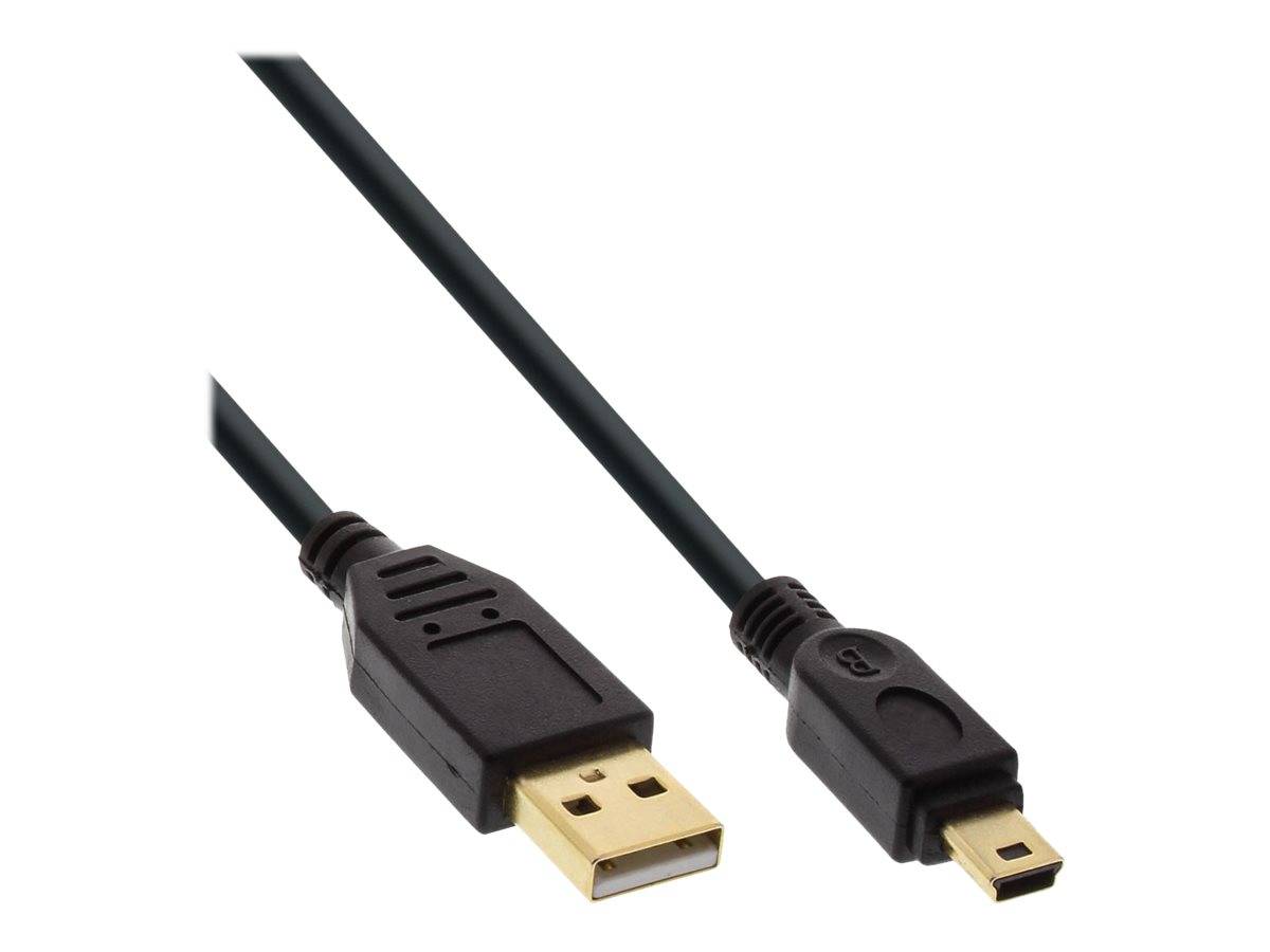 INLINE - USB 2.0 Mini-Kabel - USB A ST/Mini ST 5pol - schwarz - vergold. Kont. - 0,3m