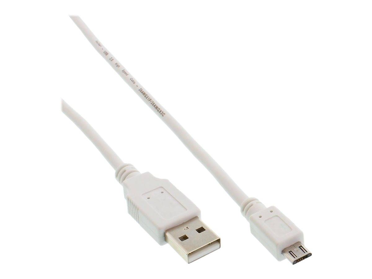 INLINE - Micro-USB 2.0 Kabel - USB-A Stecker an Micro-B Stecker - weiß - 1m