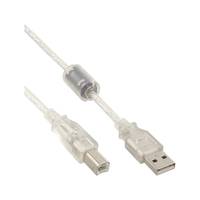 INLINE - USB 2.0 Kabel - A an B - transparent - mit Ferritkern - 5m